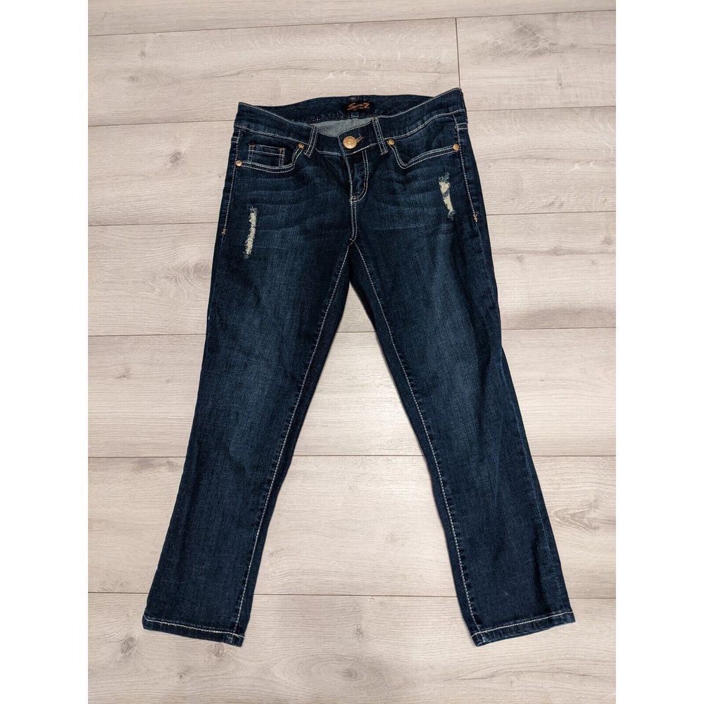 NICE Seven 7 Jeans Women's Crop Capri Embroidered Pockets Size 6 x 24"